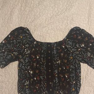 Mudd Black and Red Smocked Blouse